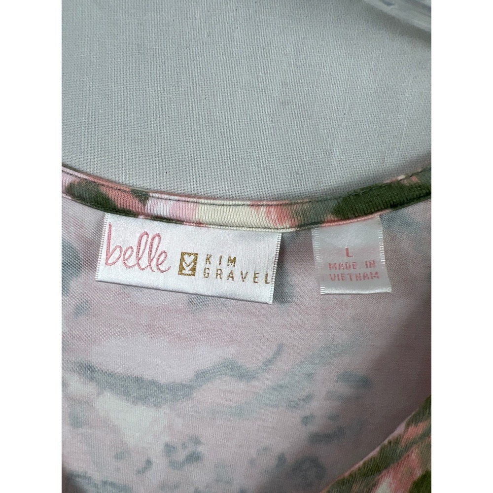 Belle Kim Gravel Maxi Dress Women Large Pink Olive Animal Print V-Neck Slit Tank - Picture 2 of 9
